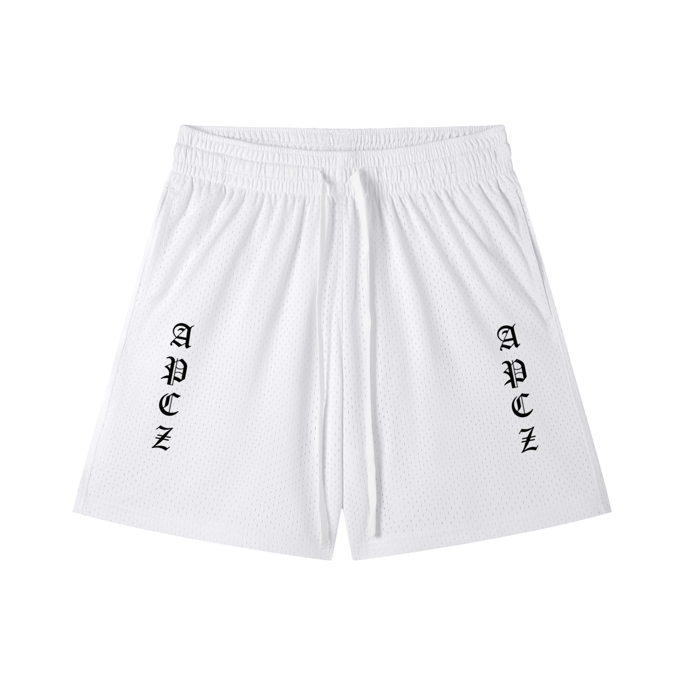 MESH DRAWSTRING SHORTS (OLD ENGLISH) BLACK