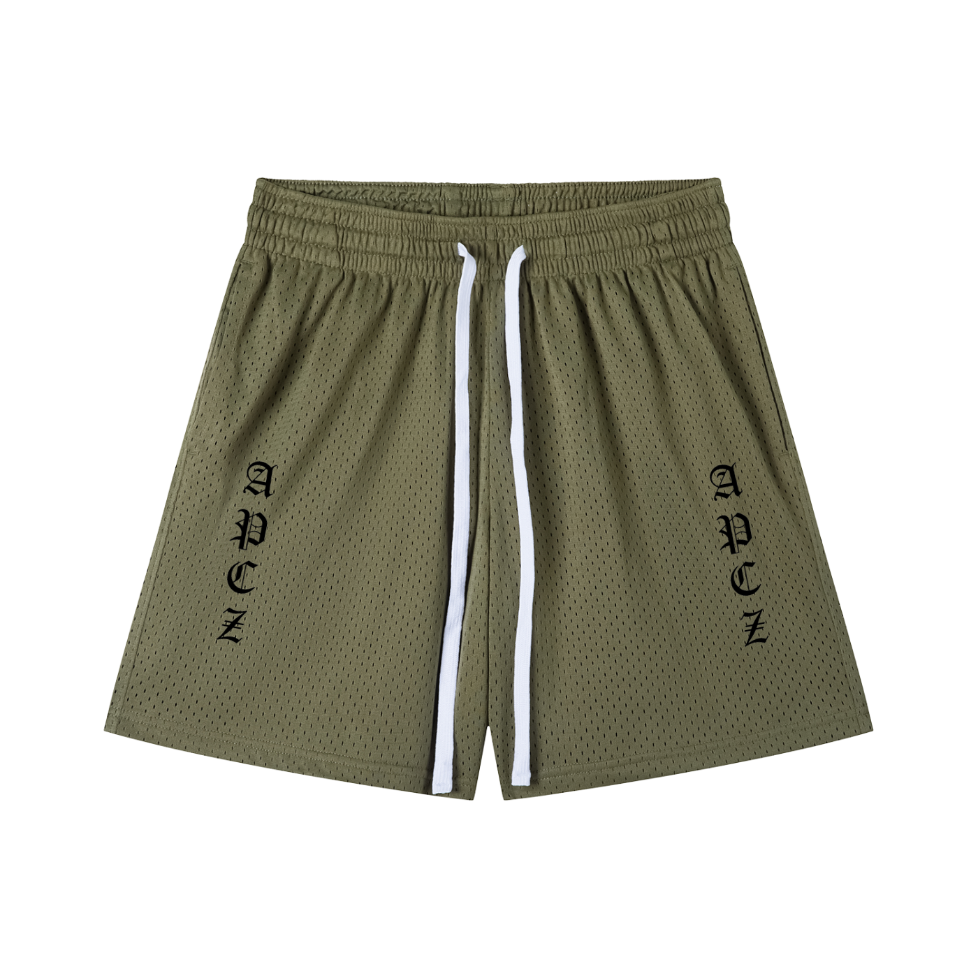 MESH DRAWSTRING SHORTS (OLD ENGLISH) BLACK