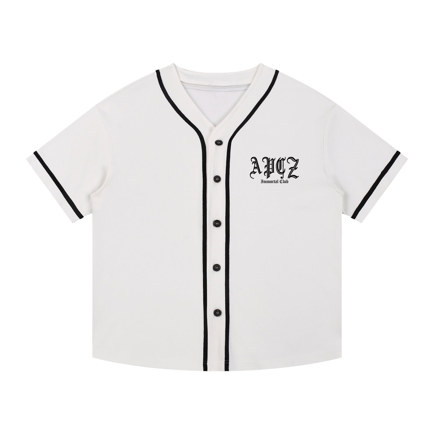Piped Button-Up Jersey (OLD ENGLISH) BLACK
