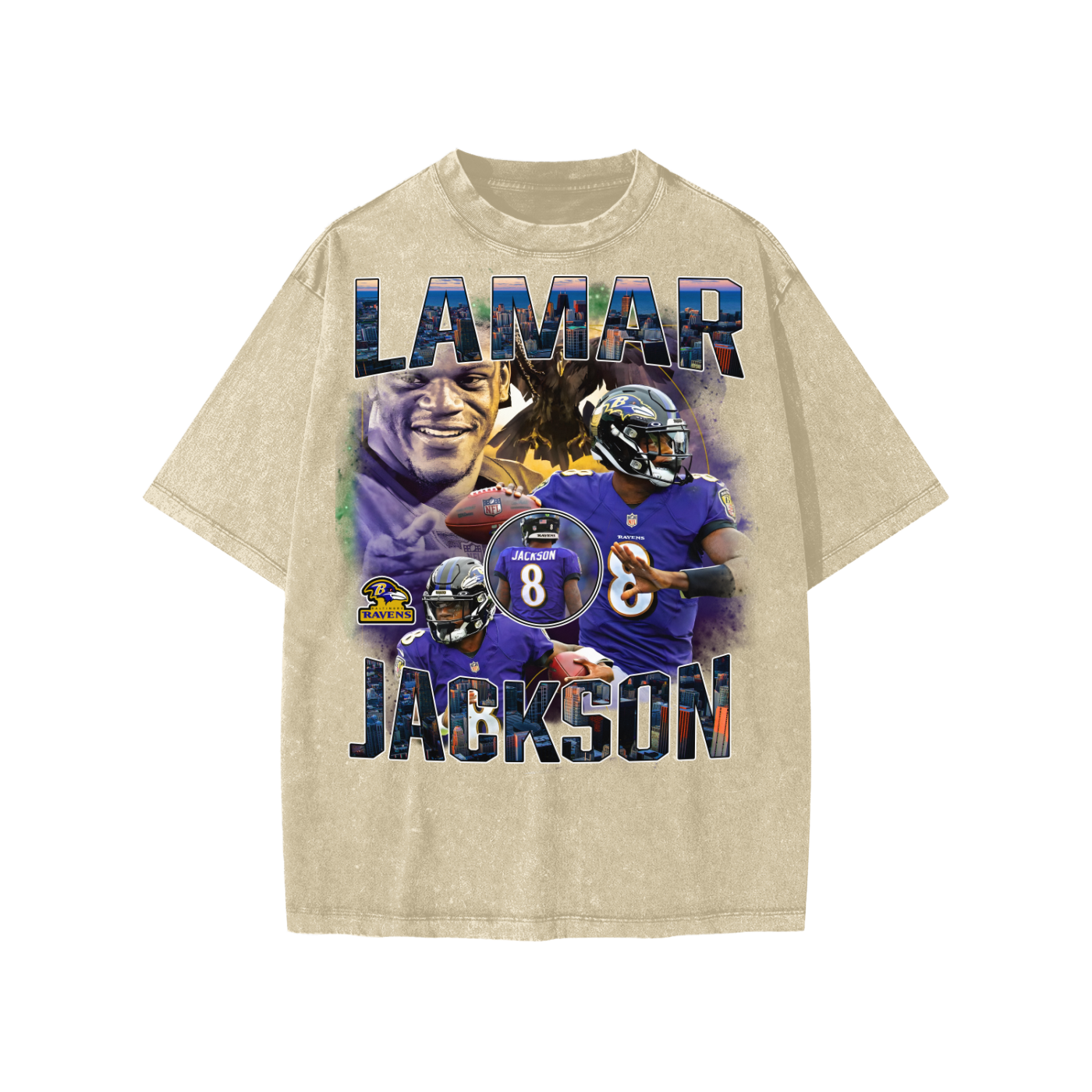 Snow Washed Kids' T-Shirt (LAMAR JACKSON)
