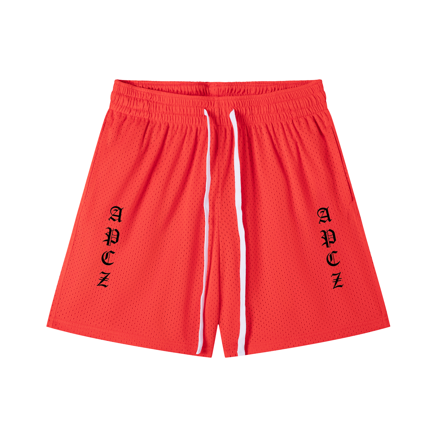 MESH DRAWSTRING SHORTS (OLD ENGLISH) BLACK