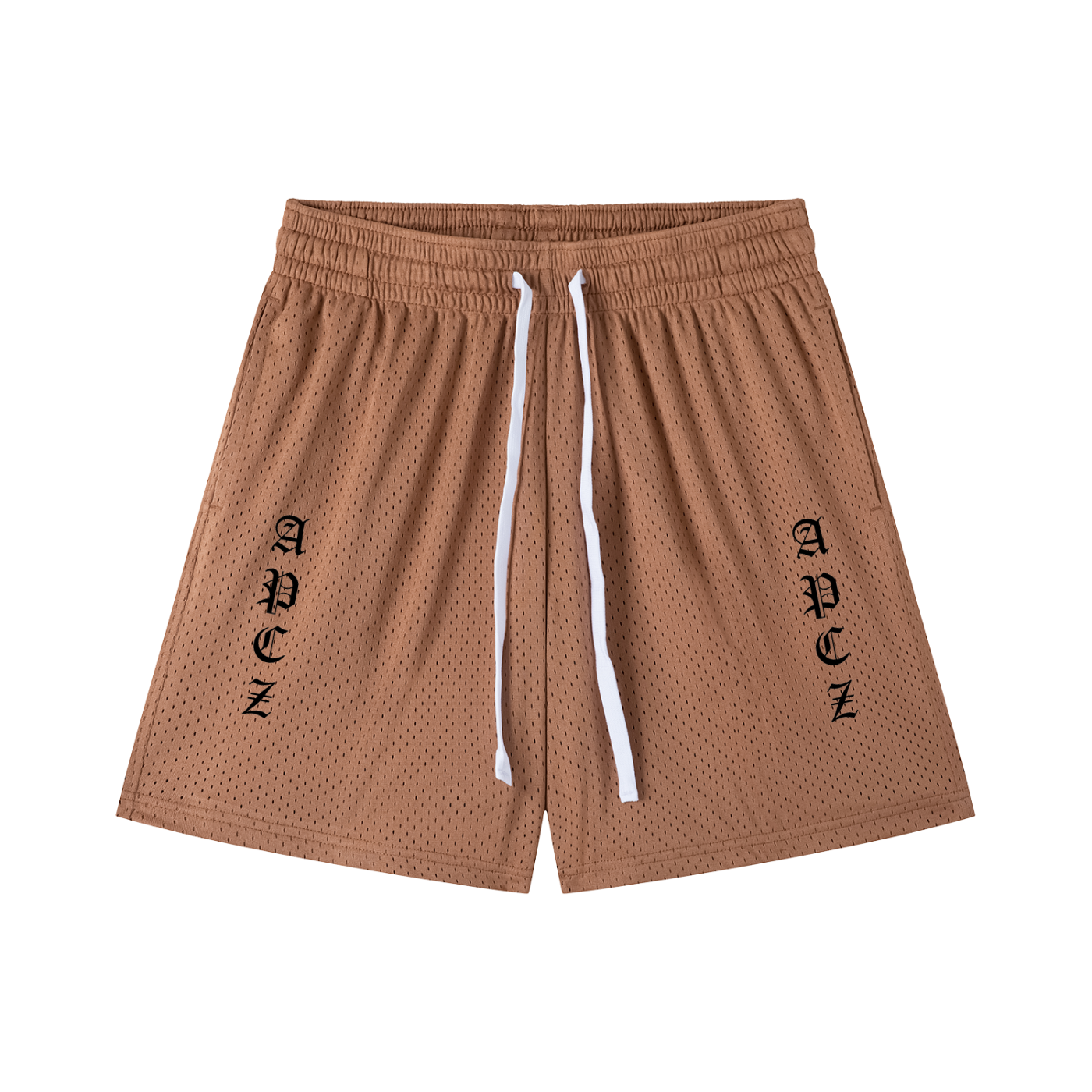 MESH DRAWSTRING SHORTS (OLD ENGLISH) BLACK