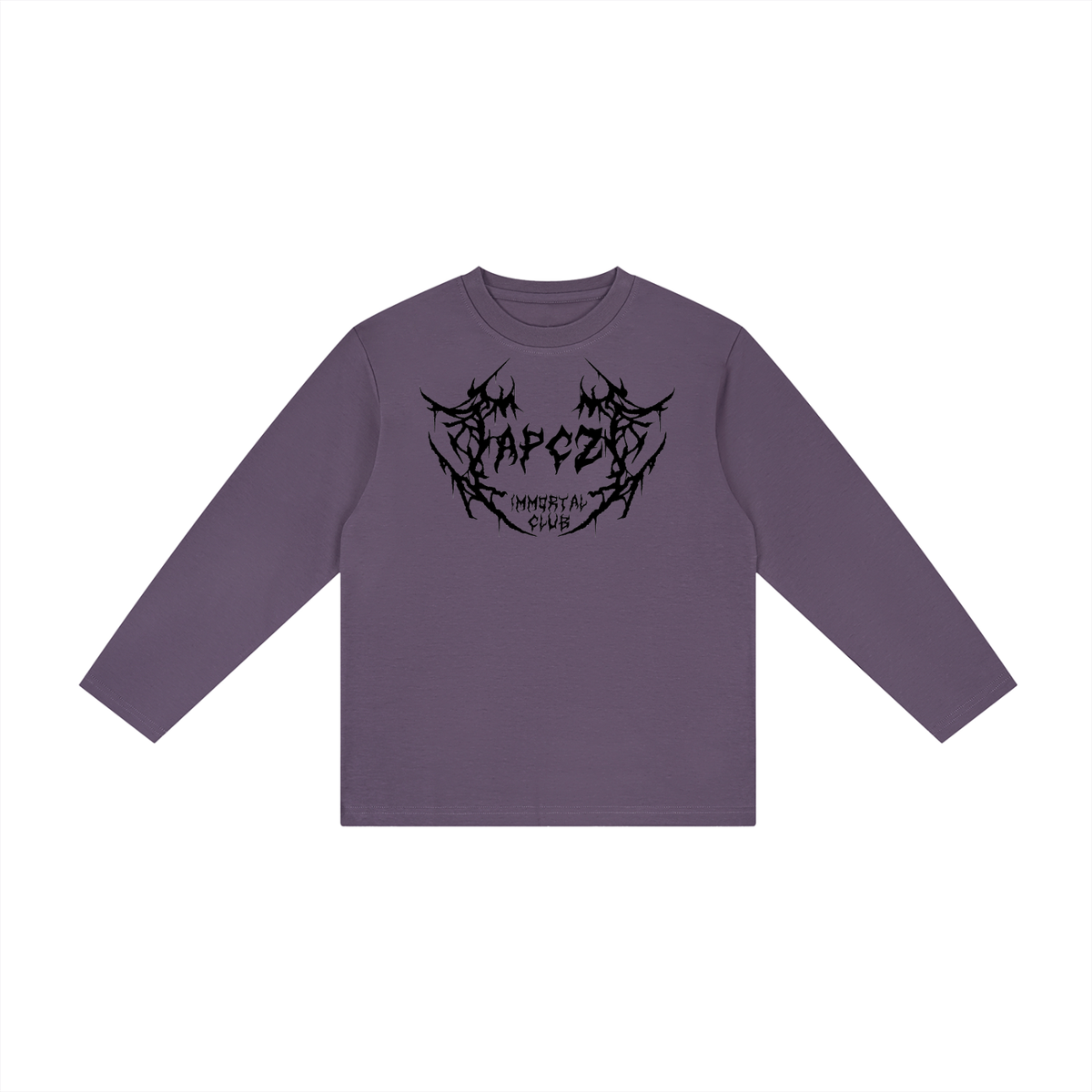 Kid's Drop Shoulder Long Sleeve T-Shirt (APCZ ROCK) BLACK
