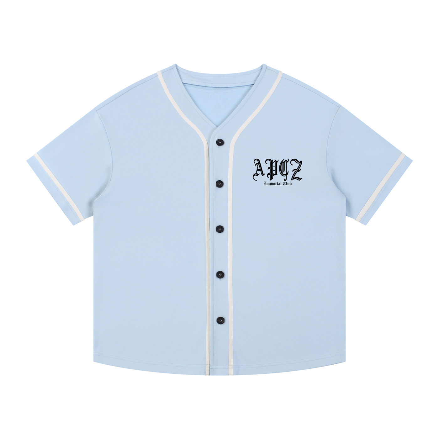 Piped Button-Up Jersey (OLD ENGLISH) BLACK