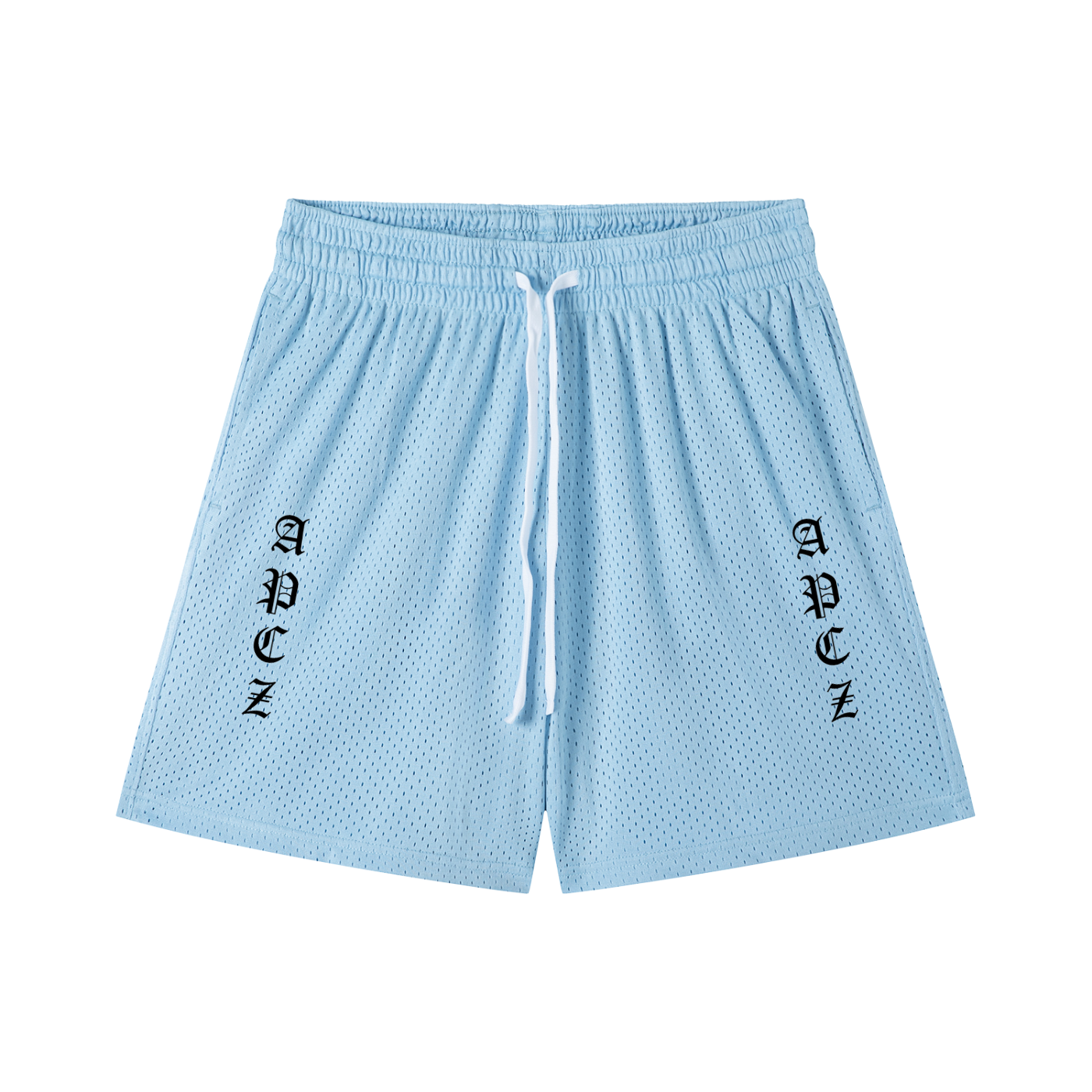 MESH DRAWSTRING SHORTS (OLD ENGLISH) BLACK