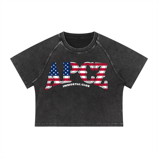Women's Mineral Wash  Crop T-Shirt (USA)