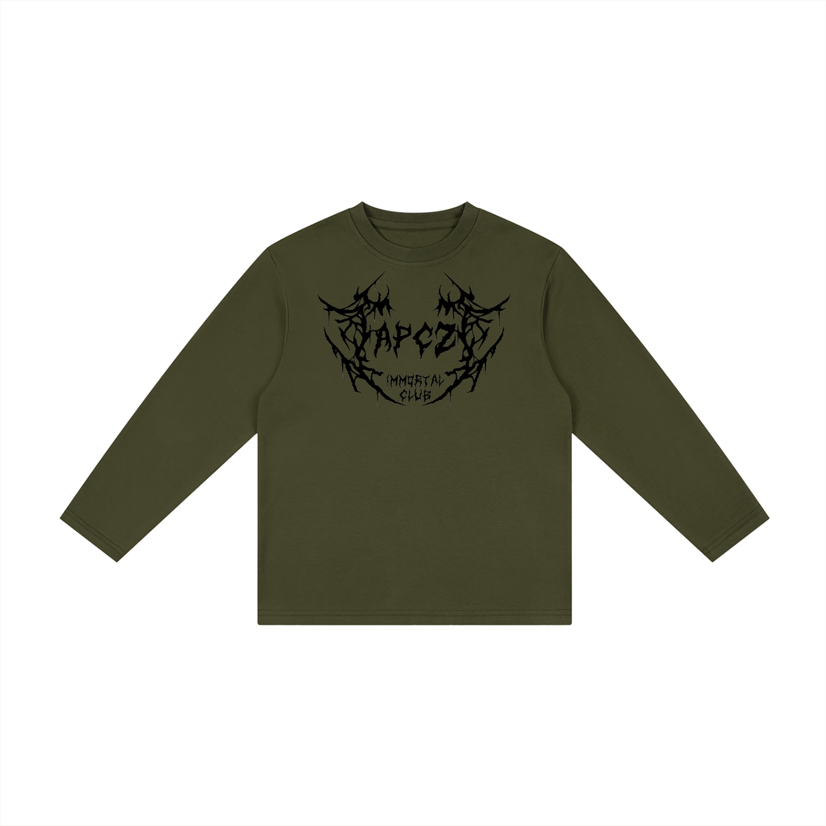 Kid's Drop Shoulder Long Sleeve T-Shirt (APCZ ROCK) BLACK